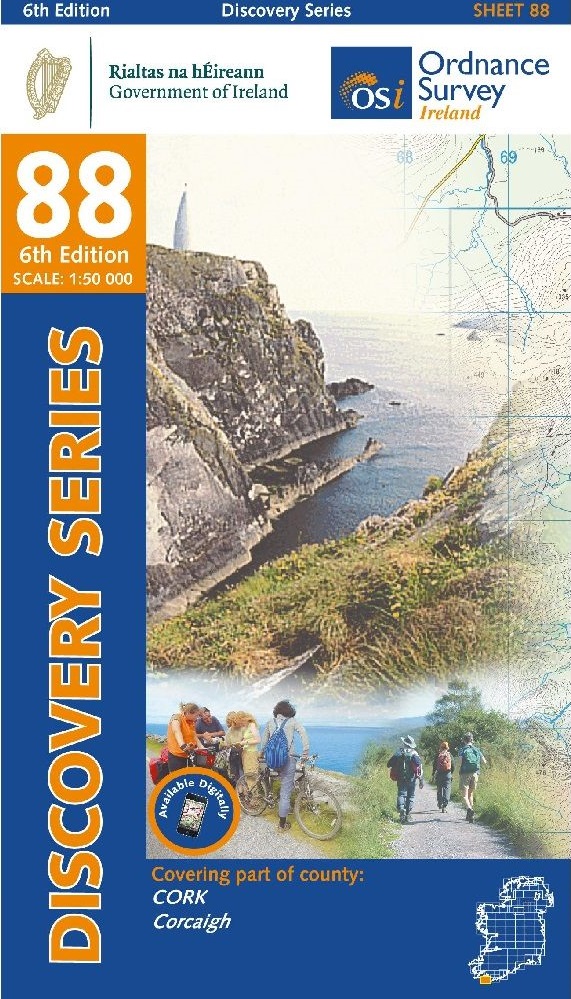 Online bestellen: Topografische kaart - Wandelkaart 88 Discovery Cork (Dunmanus Bay) | Ordnance Survey Ireland