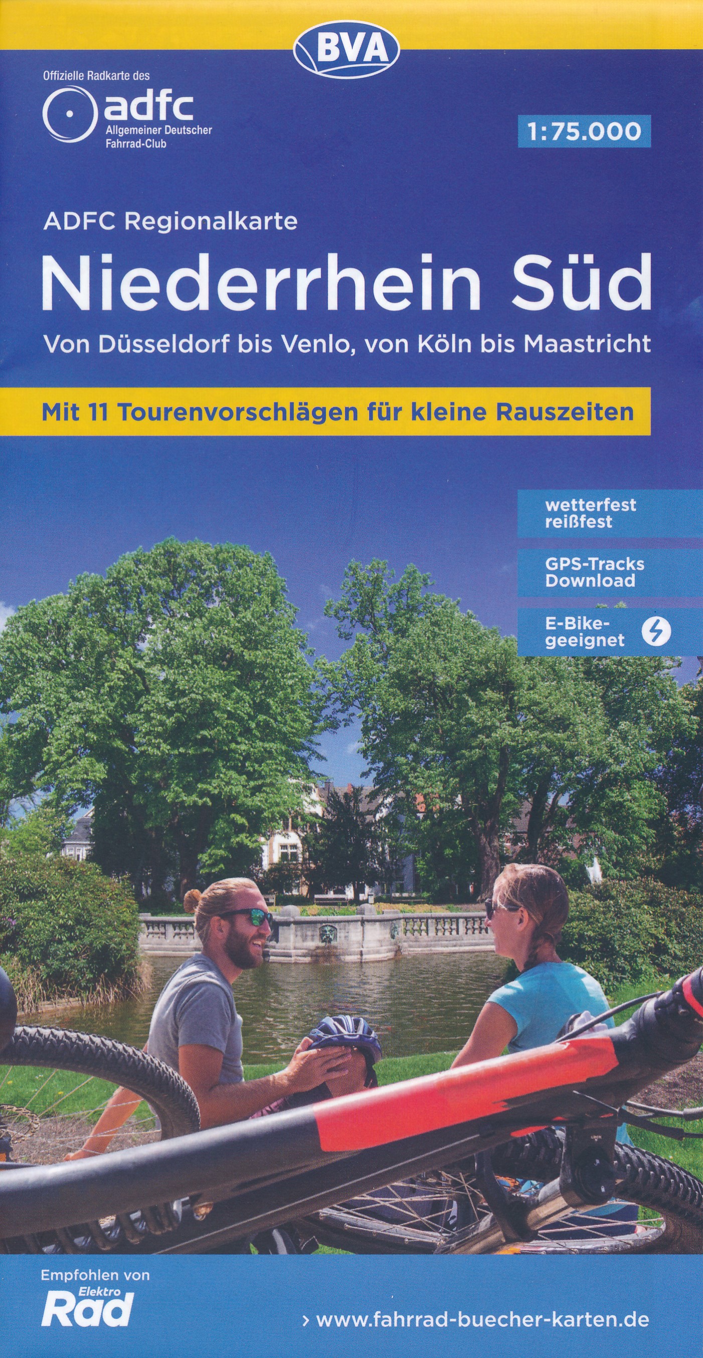 Online bestellen: Fietskaart ADFC Regionalkarte Niederrhein Sud | BVA BikeMedia