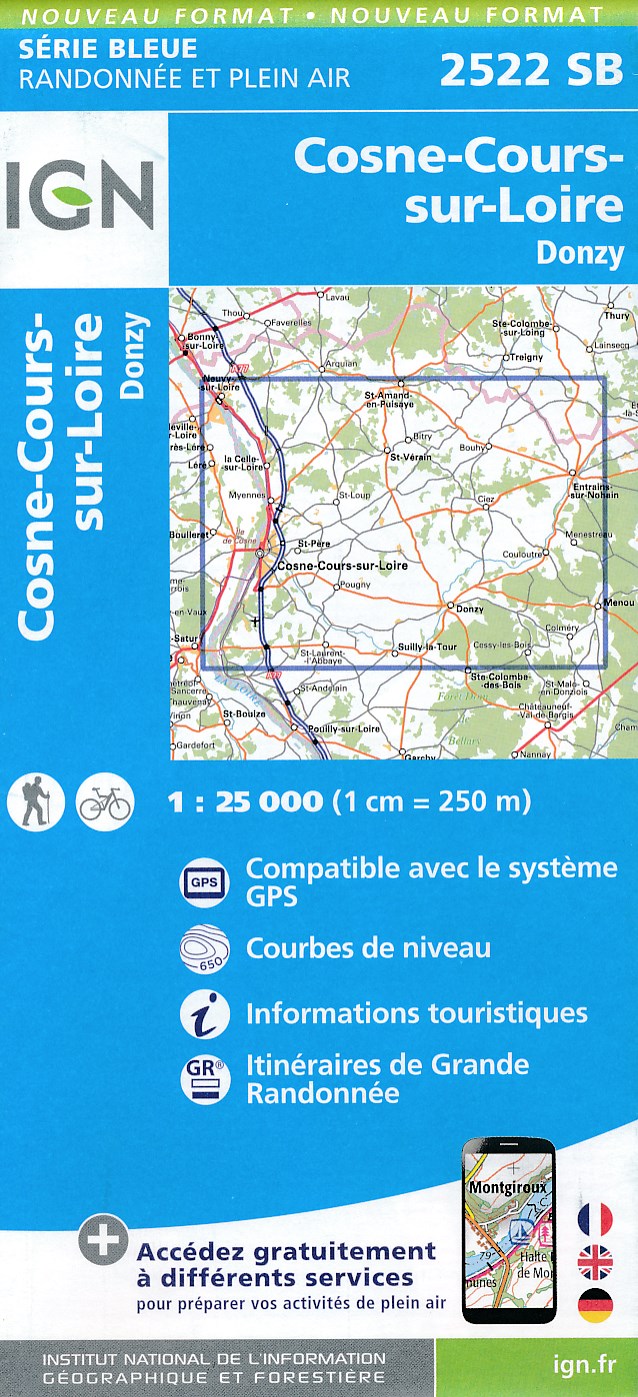 Online bestellen: Wandelkaart 2522SB Cosne-Cours-sur-Loire - Donzy | IGN