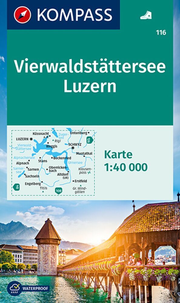 Online bestellen: Wandelkaart 116 Vierwaldstätter See - Luzern | Kompass