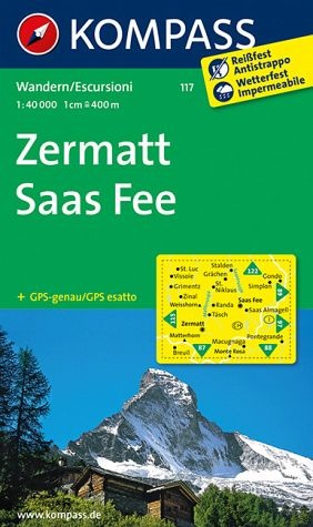 Wandelkaart 117 Zermatt-Saas Fee ( Wallis ) | Kompass | 