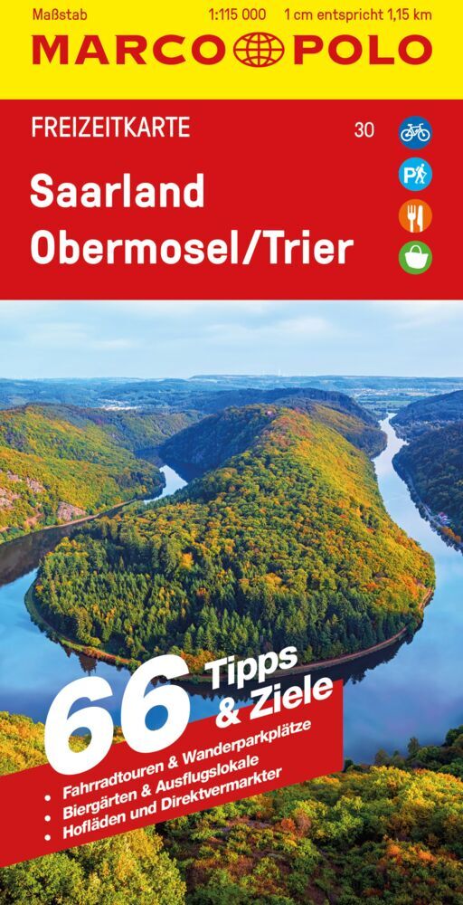 Online bestellen: Wegenkaart - landkaart 30 Marco Polo Freizeitkarte Saarland, Obermosel, Trier | MairDumont