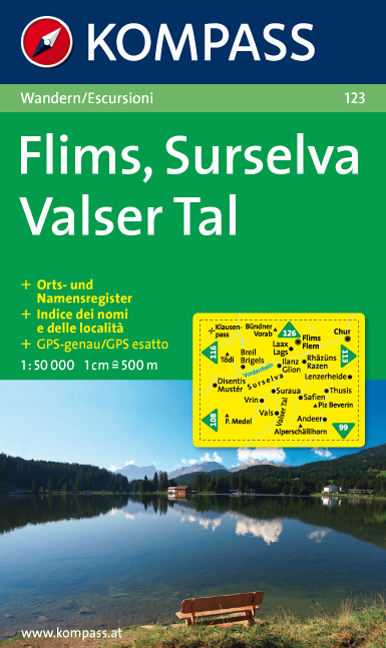 Wandelkaart 123 Flims-Surselva-Valser Tal | Kompass | 