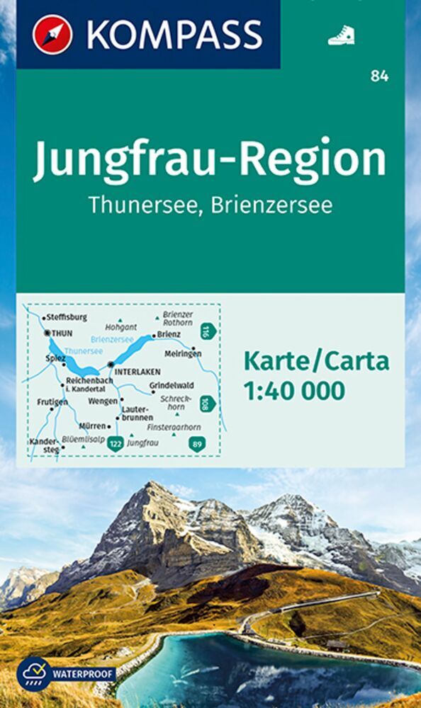 Online bestellen: Wandelkaart 84 Jungfrau-Region | Kompass