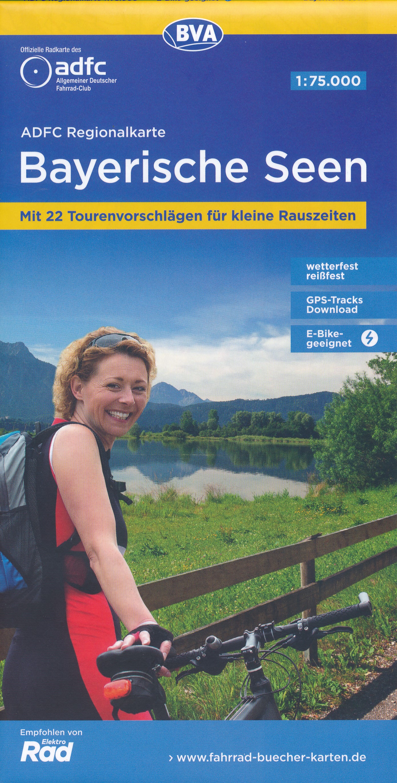 Online bestellen: Fietskaart ADFC Regionalkarte Bayerische Seen | BVA BikeMedia