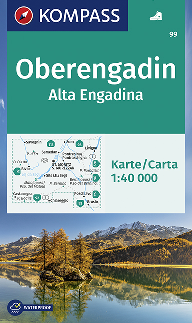 Online bestellen: Wandelkaart 99 Oberengadin - Alta Engadina | Kompass