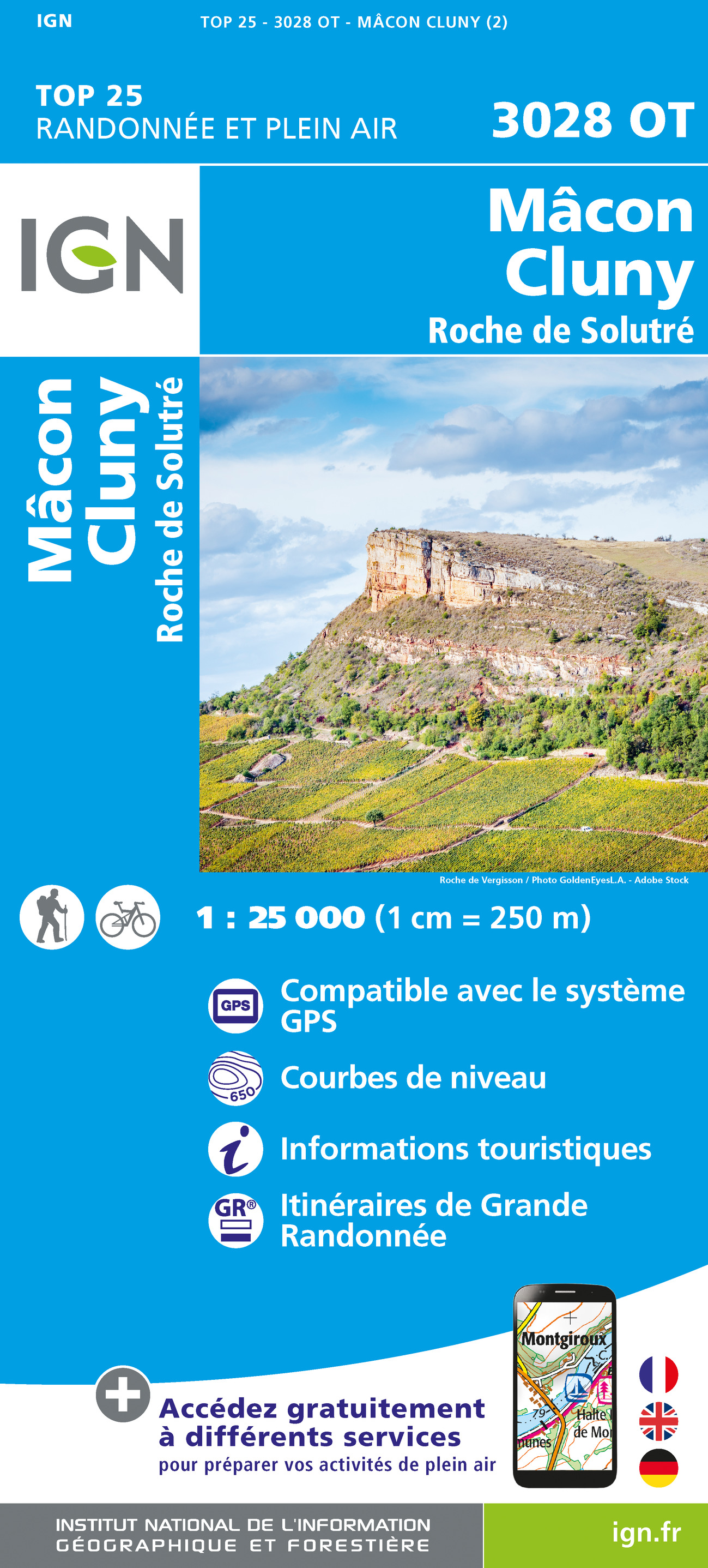 Online bestellen: Wandelkaart - Topografische kaart 3028OT Mâcon - Cluny | IGN - Institut Géographique National
