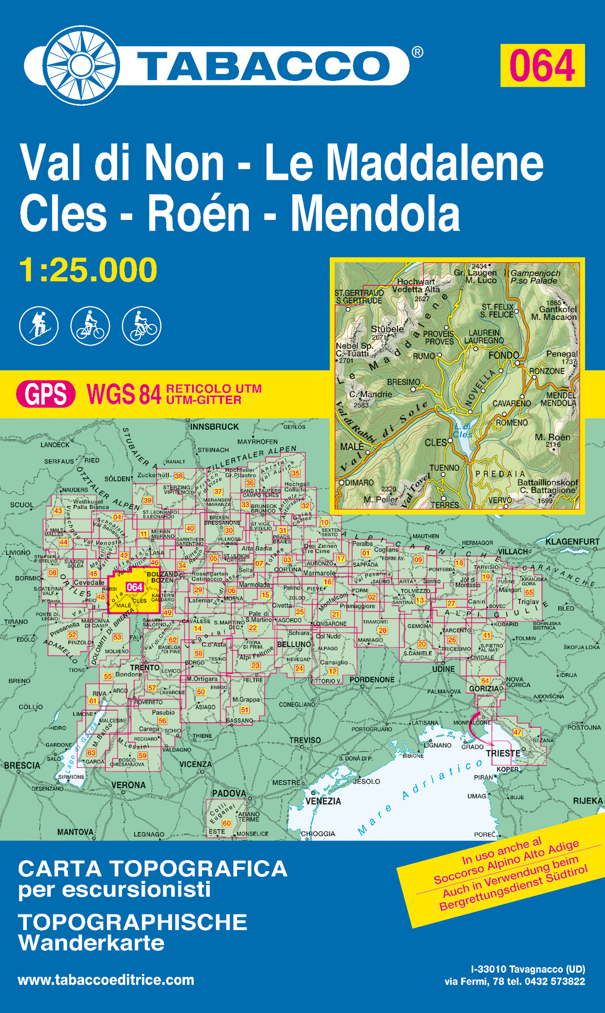Online bestellen: Wandelkaart 064 Val di Non - Le Maddalene - Cles - Roén - Mendola | Tabacco Editrice