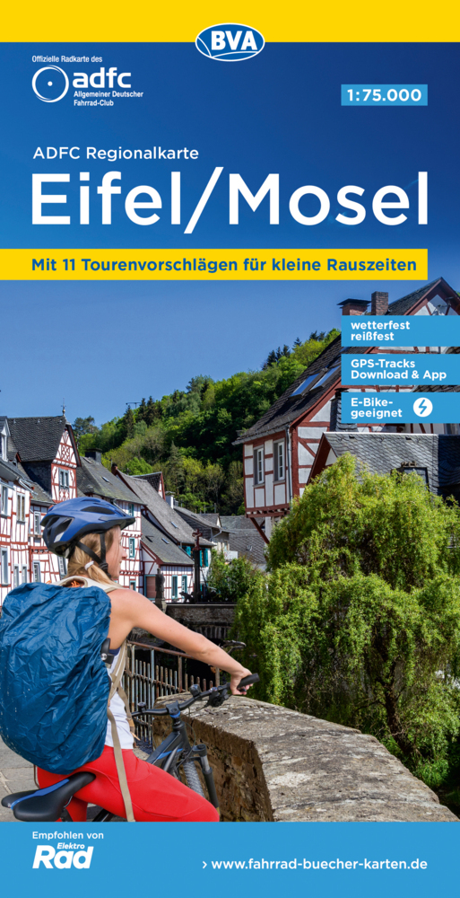 Online bestellen: Fietskaart ADFC Regionalkarte Eifel - Mosel | BVA BikeMedia
