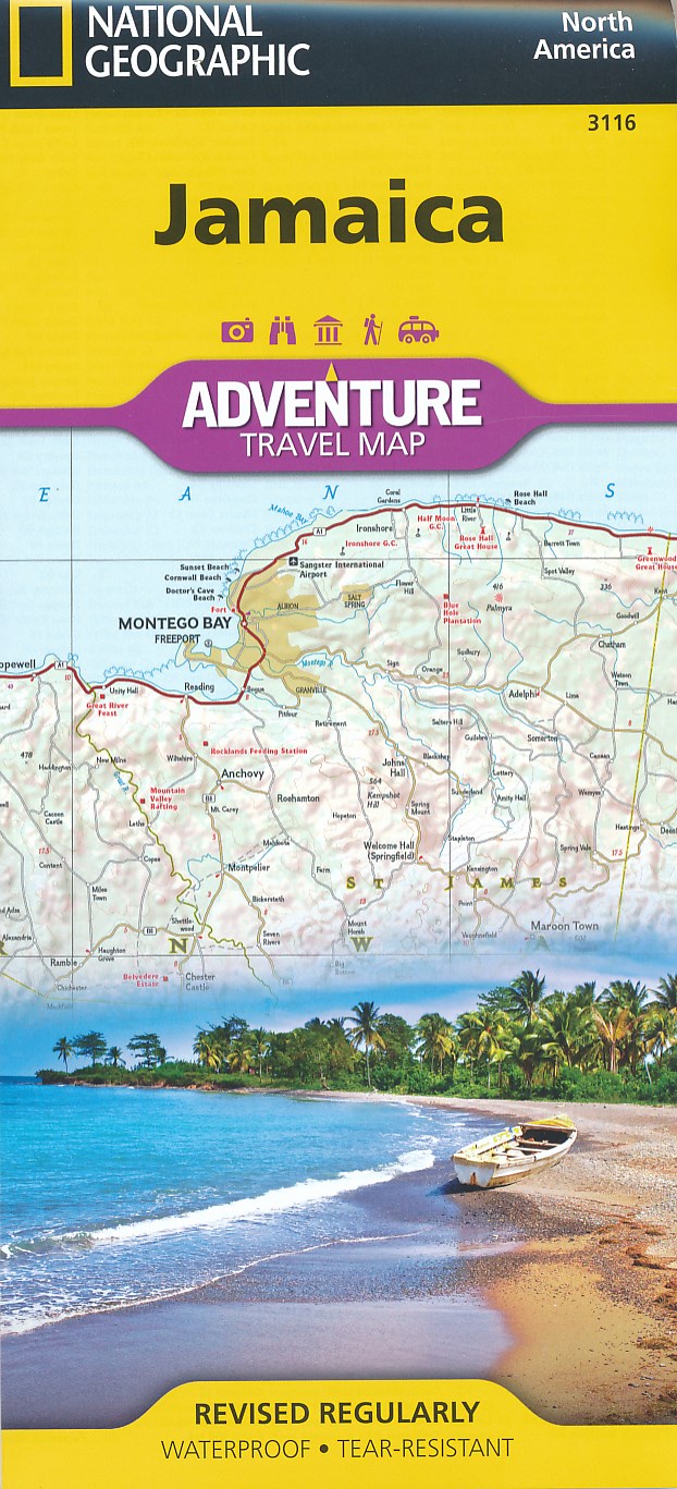 Online bestellen: Wegenkaart - landkaart Adventure Map Jamaica | National Geographic