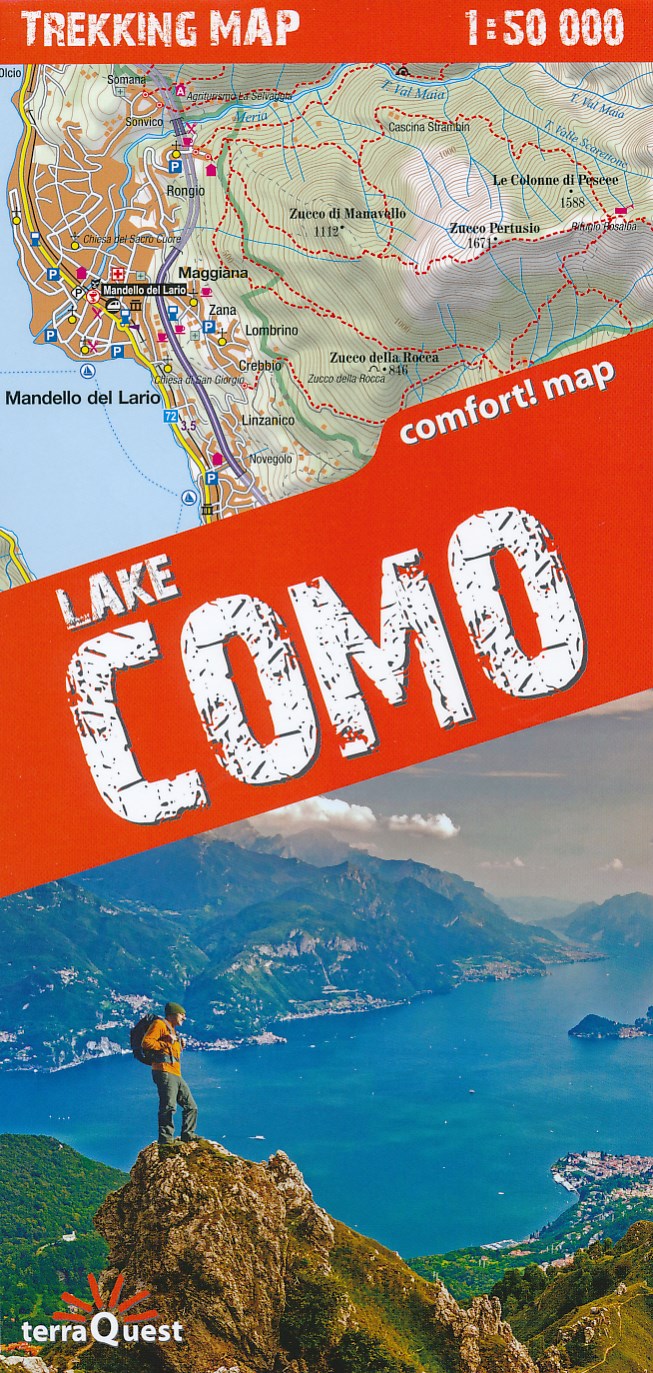 Online bestellen: Wandelkaart Trekking map Lake Como - Lago di Como | TerraQuest