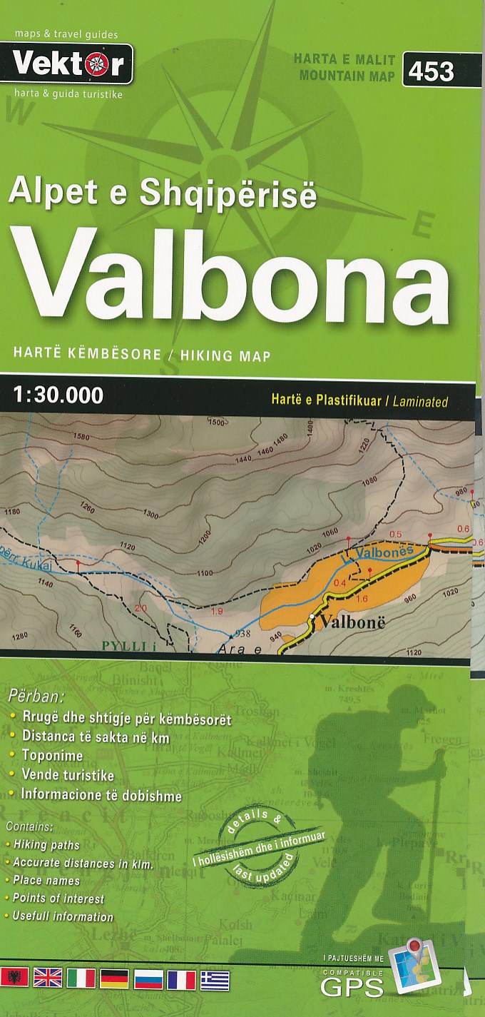 Online bestellen: Wandelkaart 453 Valbona - Albanië | Vektor