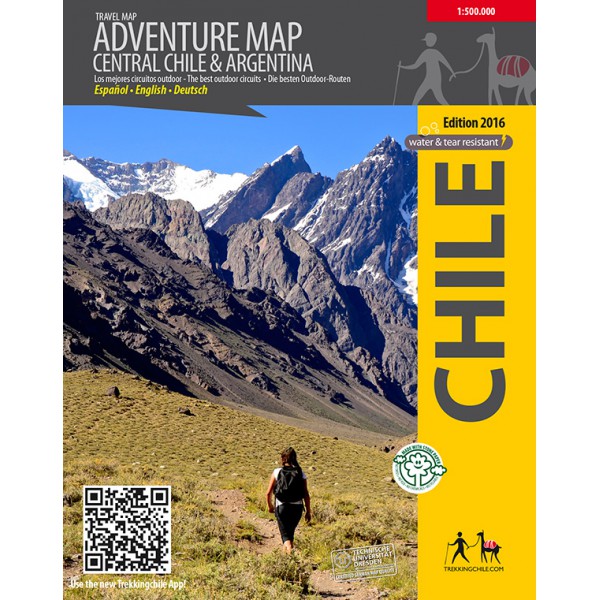 Online bestellen: Wegenkaart - landkaart - Fietskaart Adventure Map Central Chile & Argentina | Viachile Editores
