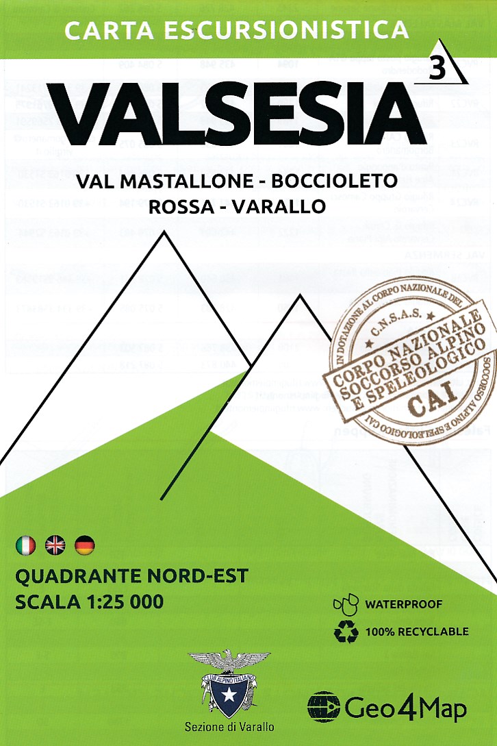 Online bestellen: Wandelkaart - Topografische kaart 3 Valsesia - Val Mastallone | Geo4Map