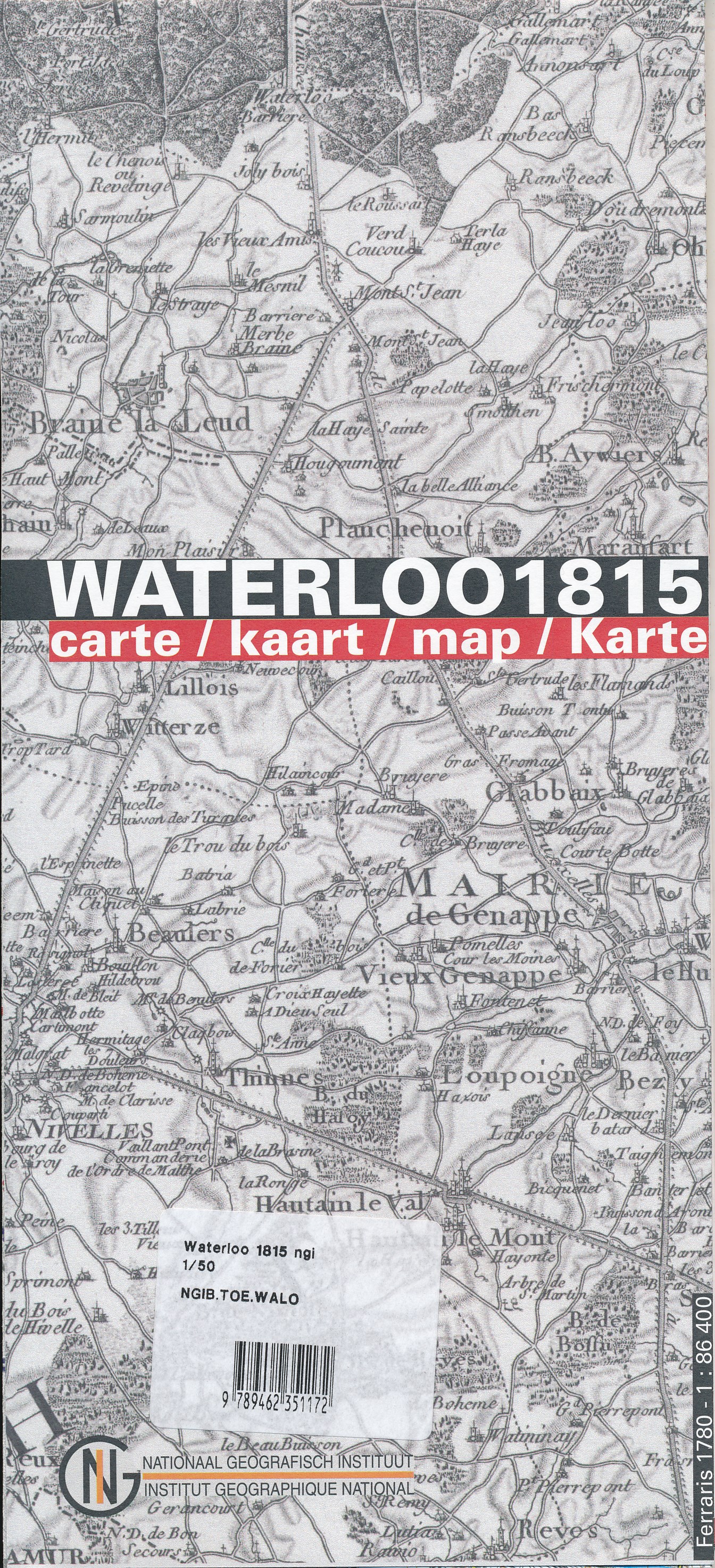 Online bestellen: Historische Kaart Waterloo 1815 | NGI - Nationaal Geografisch Instituut