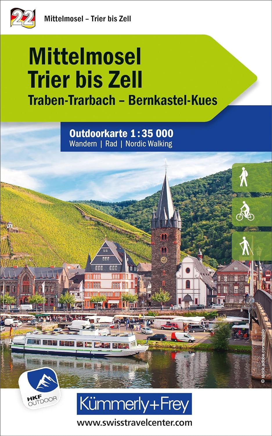 Online bestellen: Wandelkaart 22 Outdoorkarte Mittelmosel - Trier bis Zell | Kümmerly & Frey