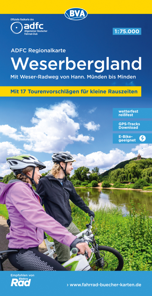 Online bestellen: Fietskaart ADFC Regionalkarte Weserbergland | BVA BikeMedia