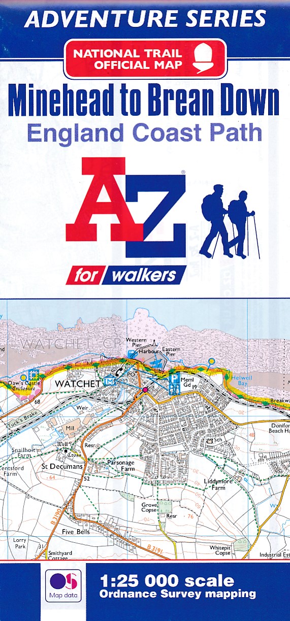 Online bestellen: Wandelatlas Adventure Atlas Minehead to Brean Down - England Coast Path | A-Z Map Company
