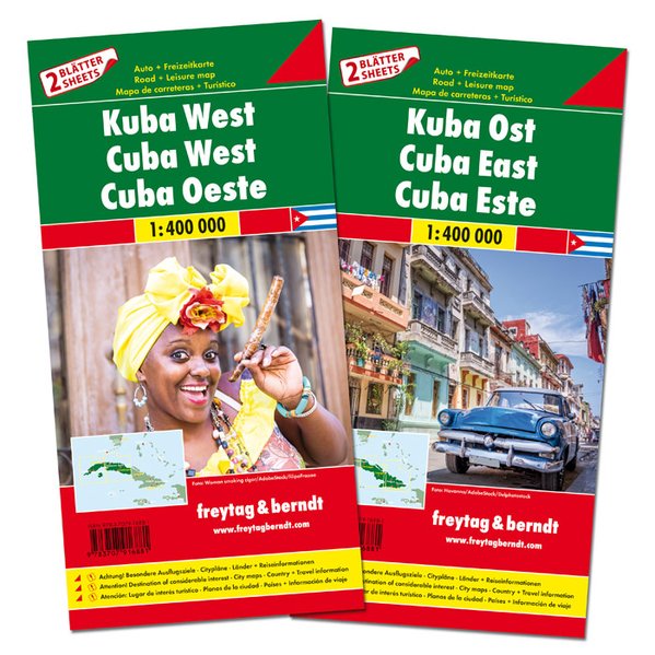 Online bestellen: Wegenkaart - landkaart kaartenset Cuba oost en west | Freytag & Berndt