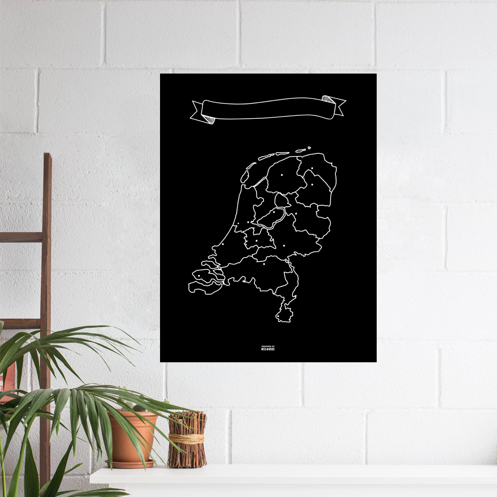 Online bestellen: Wandkaart Krijtbord Nederland Woody Map Chalkboard | Miss Wood
