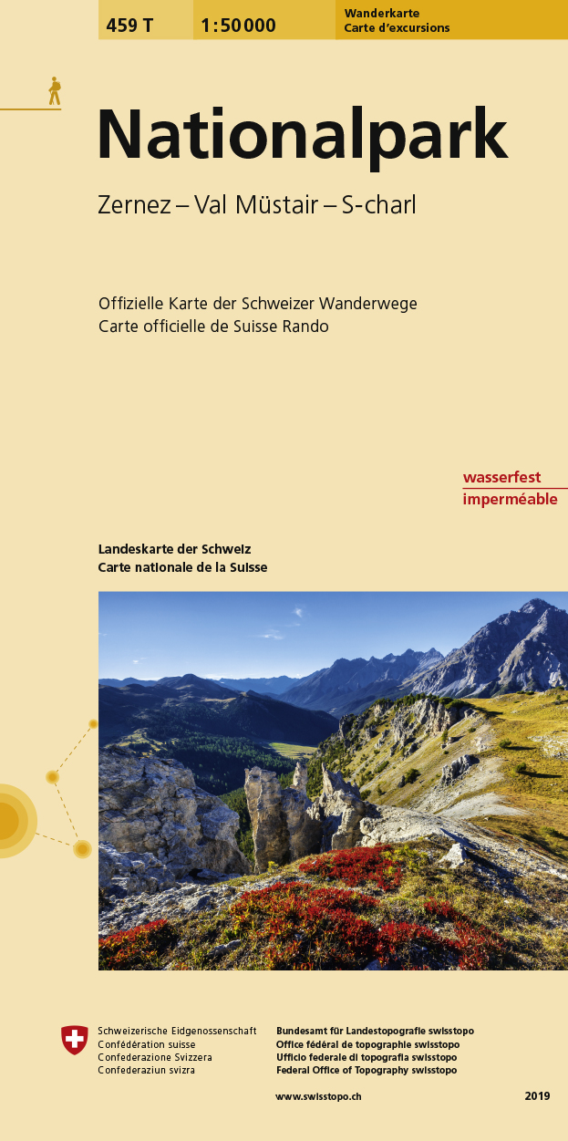 Online bestellen: Wandelkaart 459T Nationalpark | Swisstopo