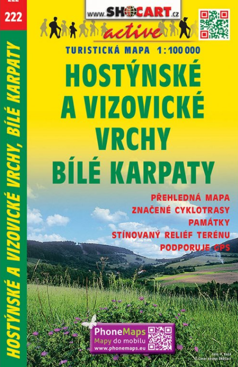 Online bestellen: Fietskaart 222 Hostýnské a Vizovické vrchy, Bílé Karpaty | Shocart