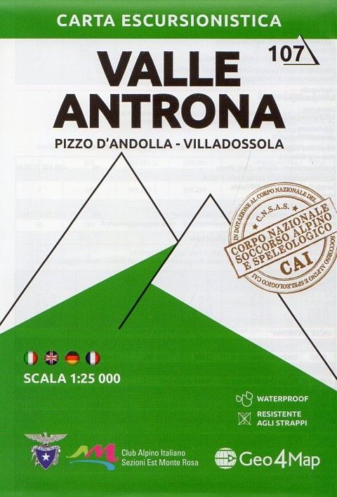 Online bestellen: Wandelkaart 107 Valle Antrona - Pizzo d'Andolla - Villadossola | Geo4Map