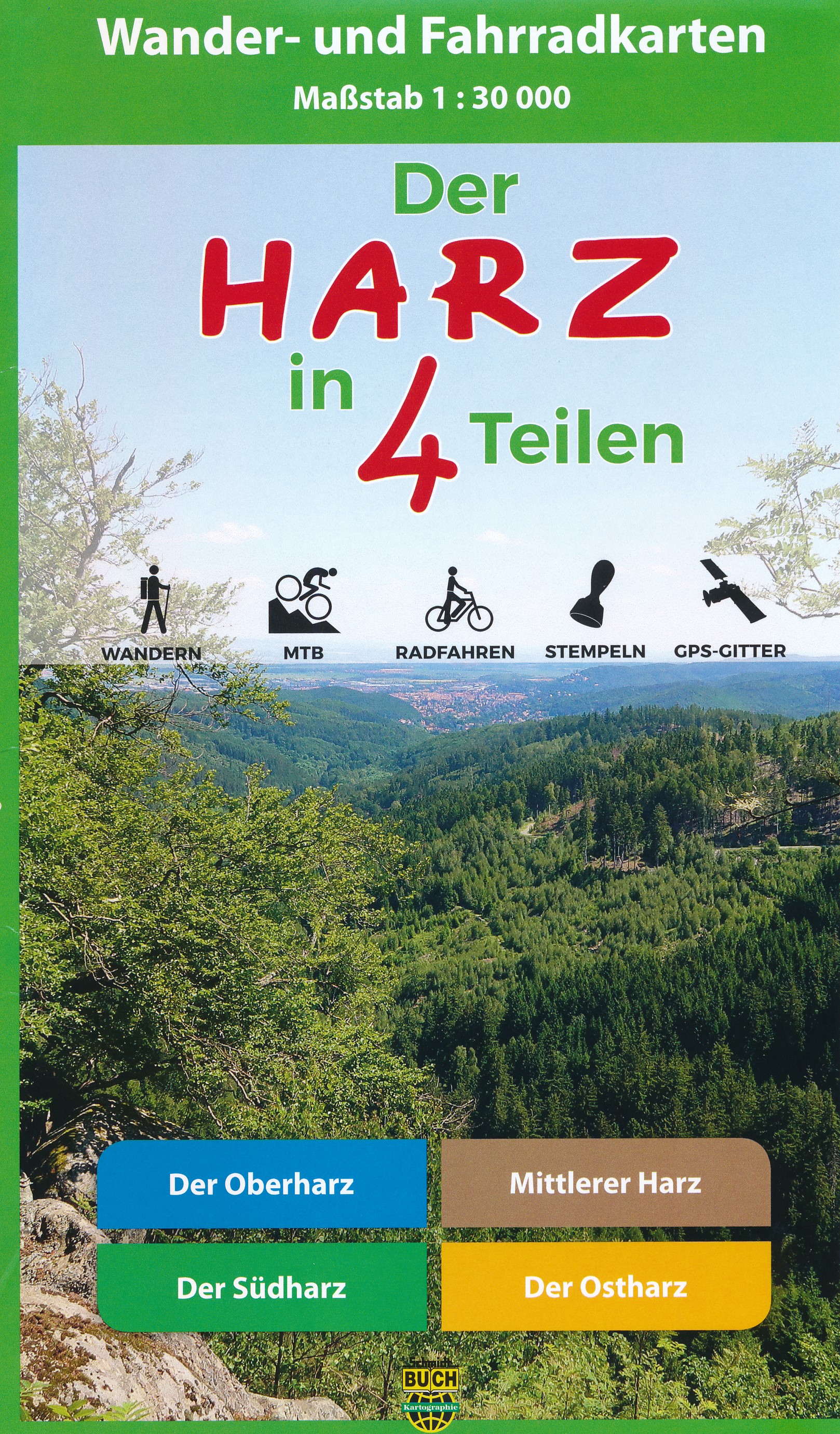 Wandelkaart Der Harz in 4 teilen | Schmidt Buch Verlag de zwerver