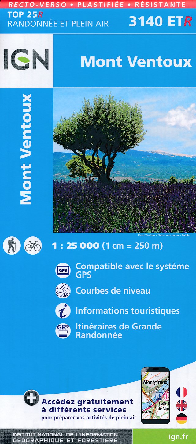 Online bestellen: Wandelkaart - Topografische kaart 3140ETR Mont Ventoux | IGN - Institut Géographique National