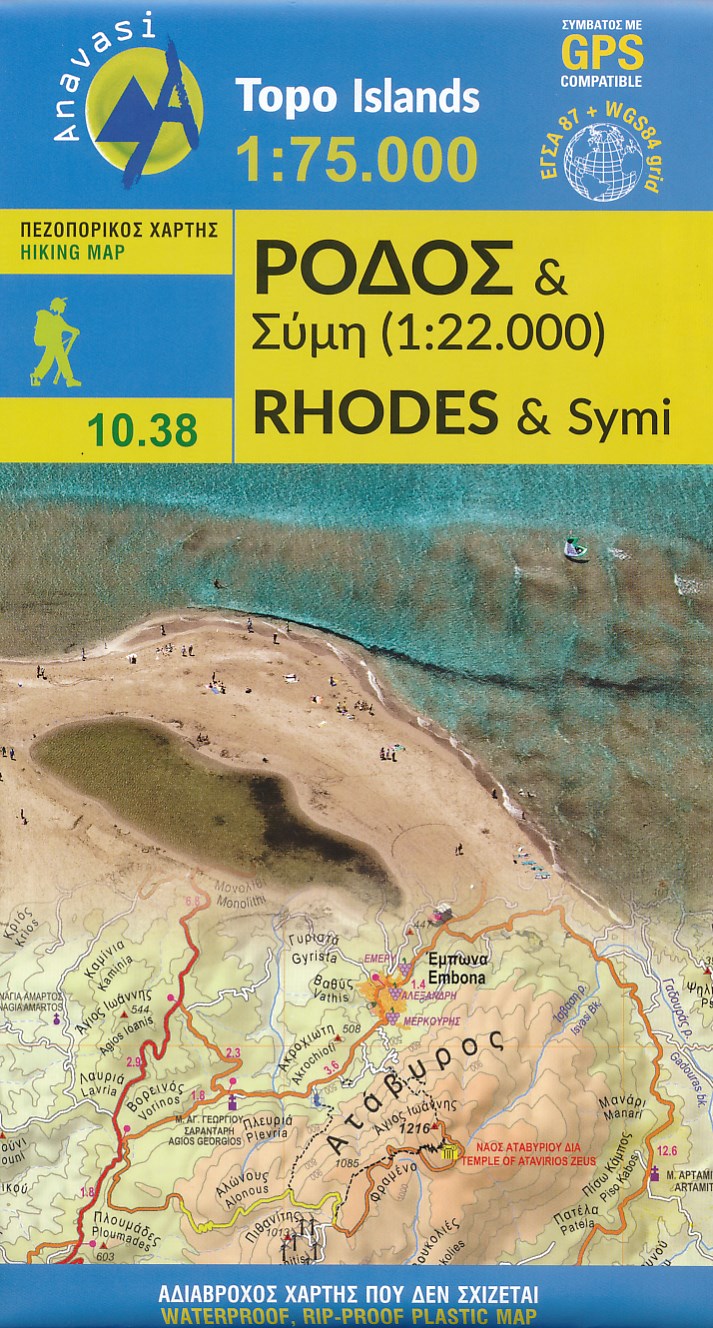 Online bestellen: Wandelkaart 10.38 Rhodos - Rhodes & Symi | Anavasi