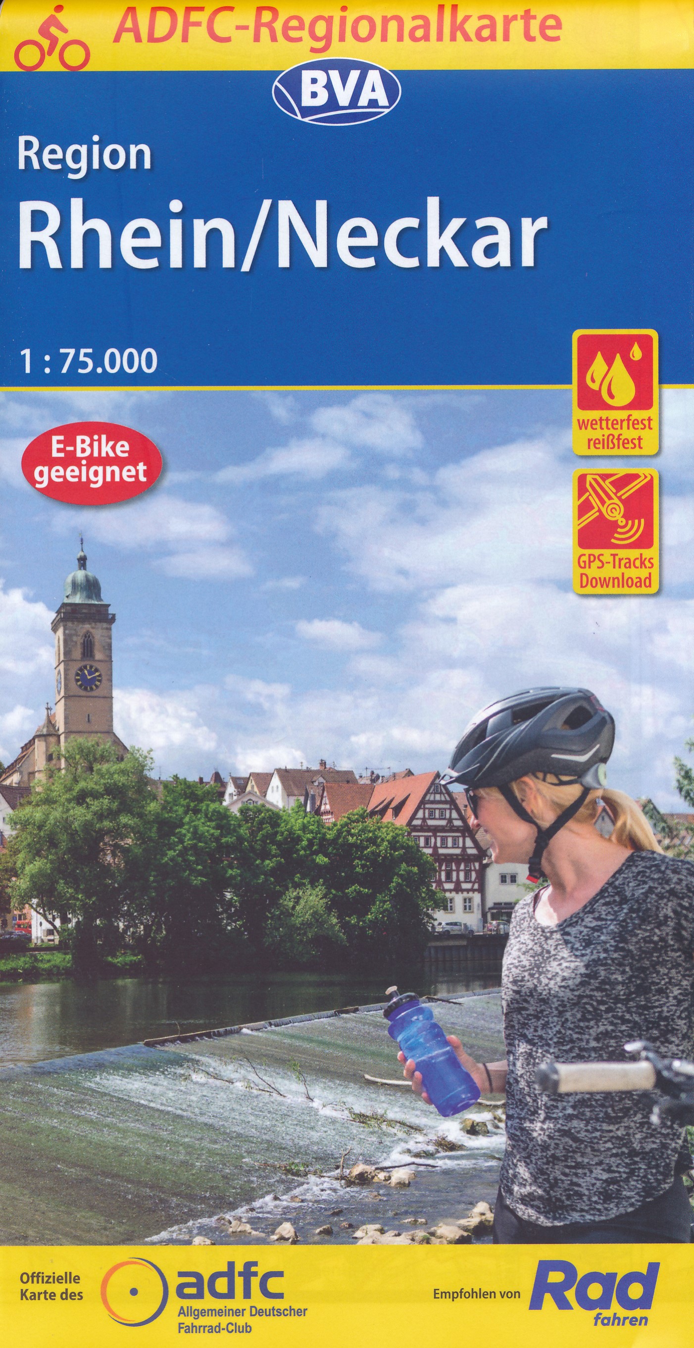 Online bestellen: Fietskaart ADFC Regionalkarte Rhein - Neckar | BVA BikeMedia