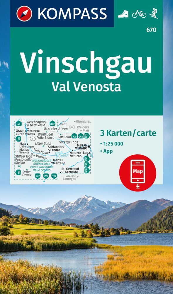 Online bestellen: Wandelkaart 670 Vinschgau - Val Venosta | Kompass