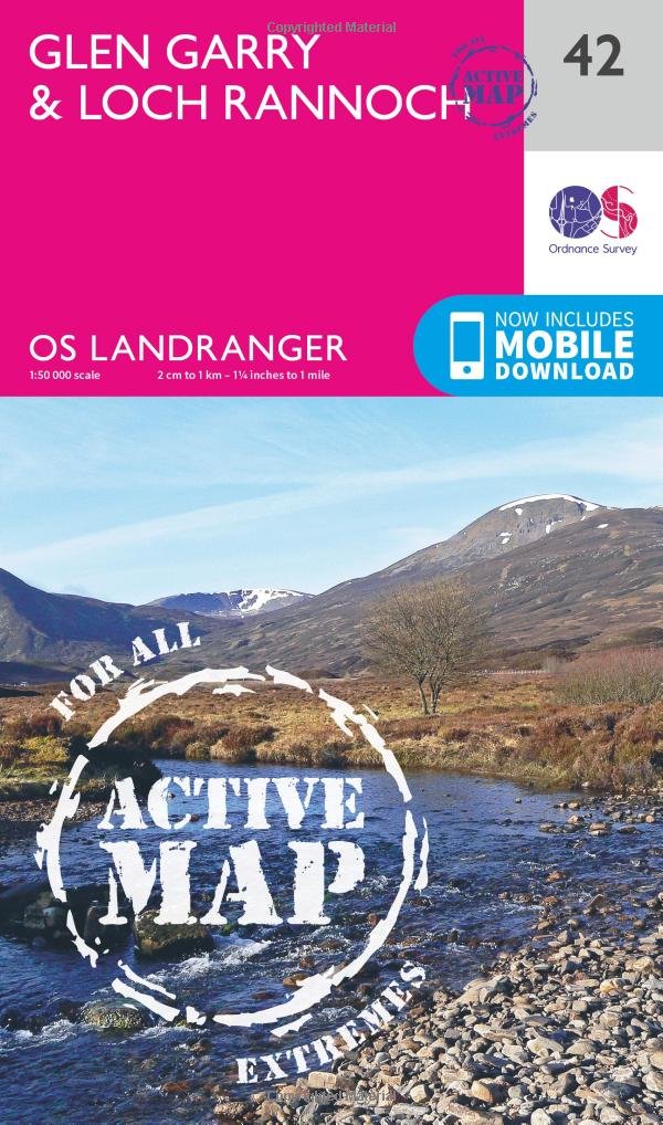 Online bestellen: Wandelkaart 042 Landranger Active Glen Garry & Loch Rannoch Active Map | Ordnance Survey