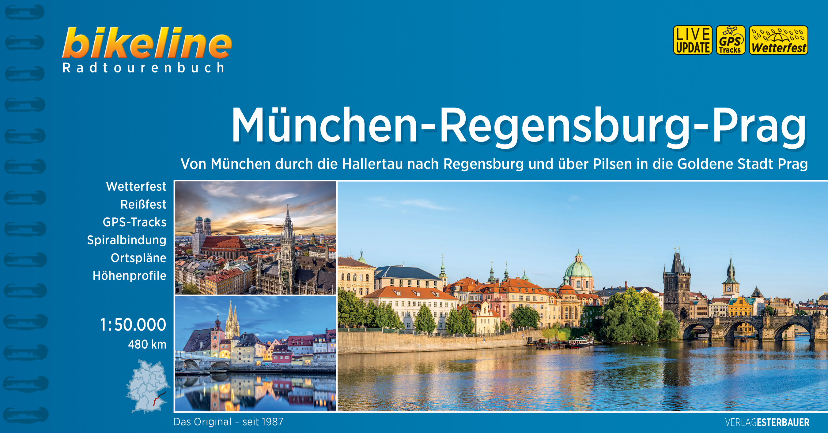Fietsgids Bikeline München – Regensburg – Praag | Esterbauer