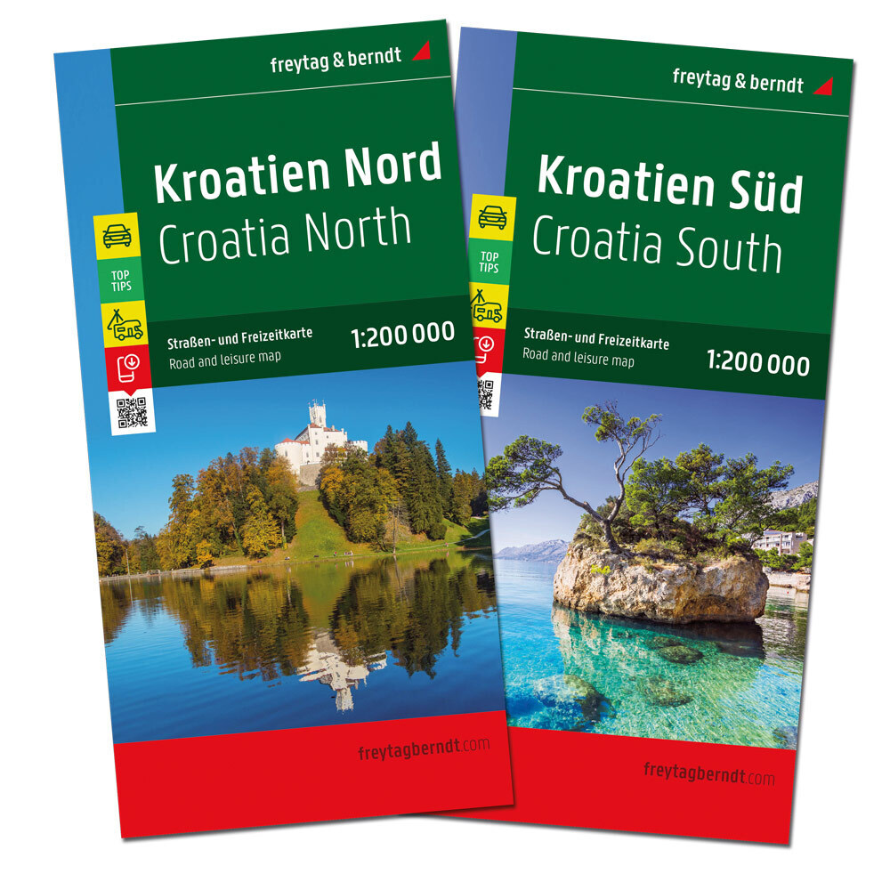 Online bestellen: Fietskaart - Wegenkaart - landkaart Kroatië Noord + Zuid | Freytag & Berndt