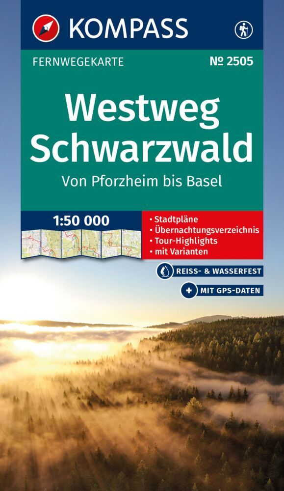 Wandelkaart 2505 Westweg Schwarzwald | Kompass