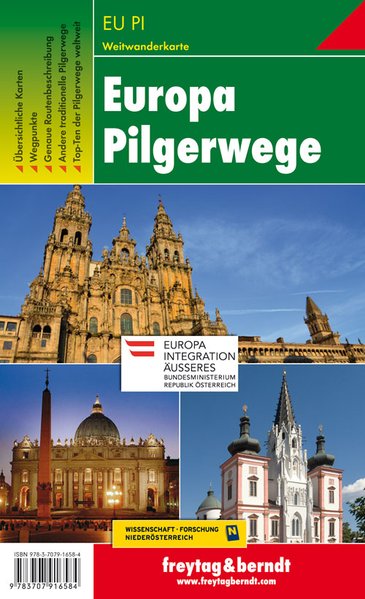 Wandelkaart - Pelgrimsroute (kaart) Overzichtskaart Europese Pelgrimsp