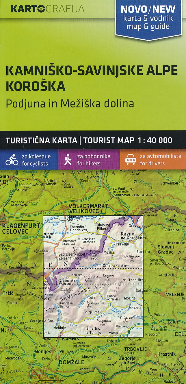 Online bestellen: Wandelkaart - Fietskaart Kamniško-Savinjske Alpe, Koroška | Kartografija