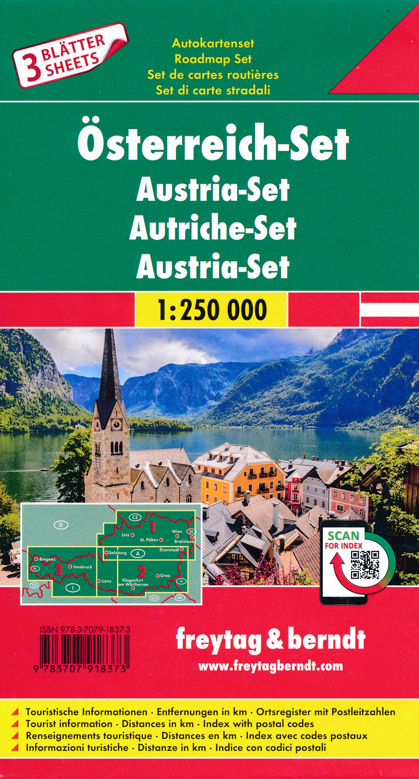 Online bestellen: Wegenkaart - landkaart Oostenrijk in 3 delen kaartenset | Freytag & Berndt