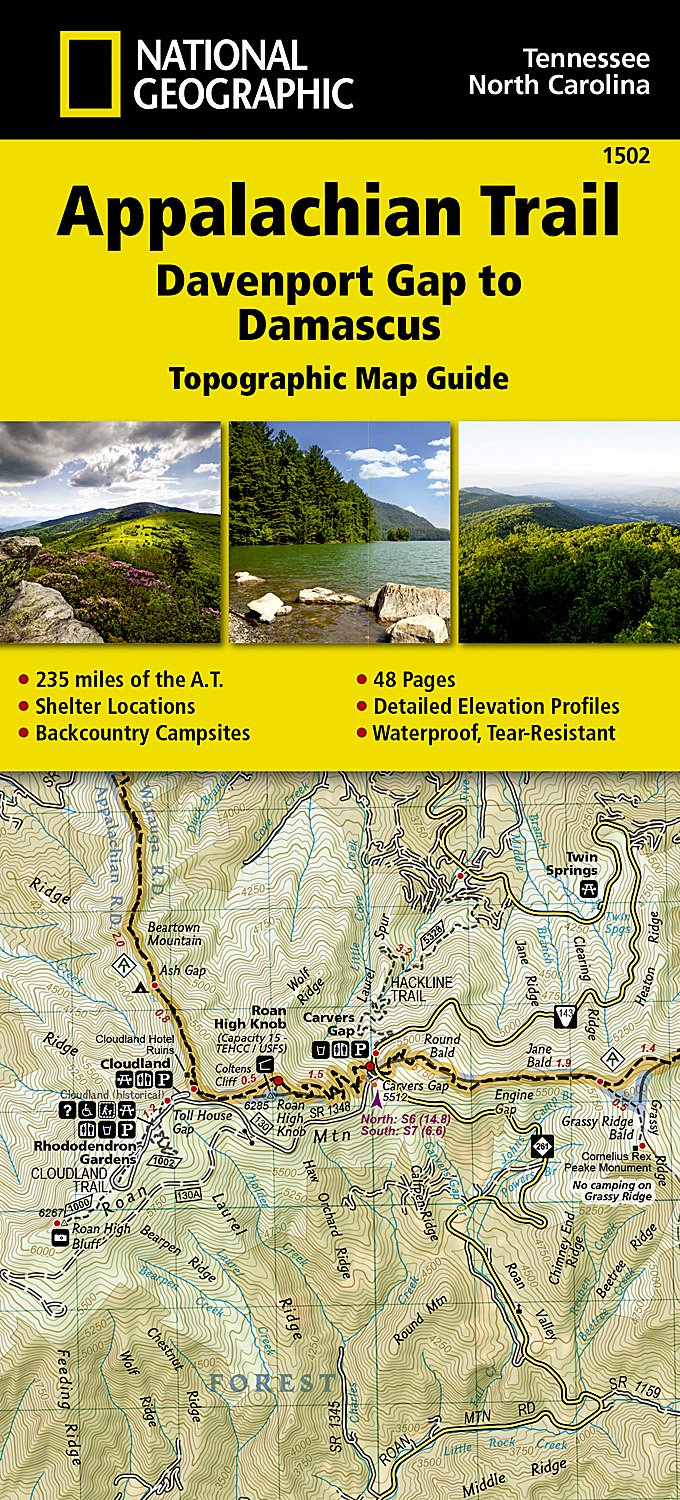 Online bestellen: Wandelgids 1502 Topographic Map Guide Appalachian Trail - Davenport Gap to Damascus | National Geographic