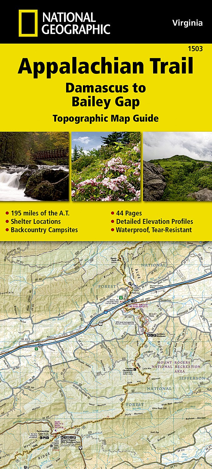 Online bestellen: Wandelgids 1503 Topographic Map Guide Appalachian Trail - Damascus to Bailey Gap | National Geographic