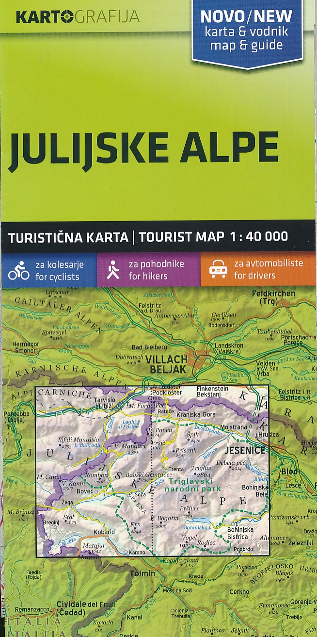 Online bestellen: Wandelkaart - Fietskaart Julische Alpen | Kartografija