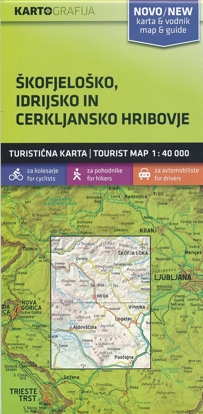 Online bestellen: Wandelkaart - Fietskaart Skofjelosko - Idrijsko - Cerkljansko | Kartografija