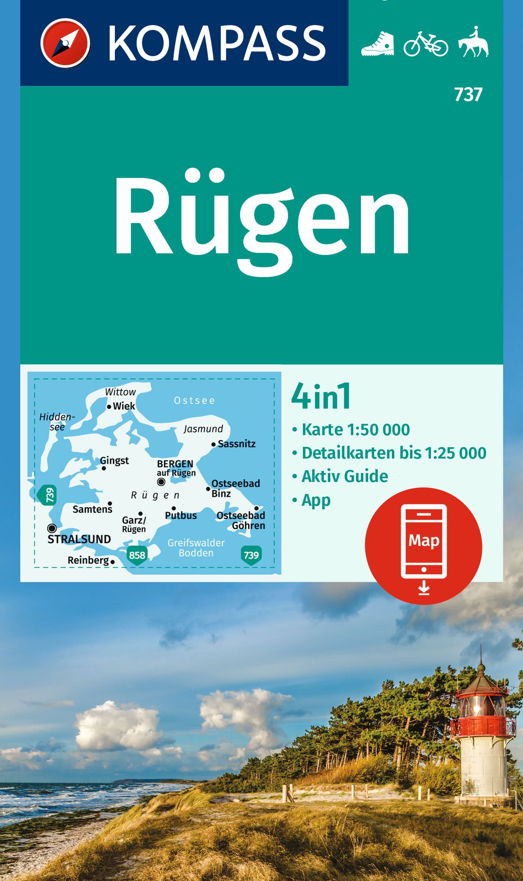 Online bestellen: Wandelkaart 737 Rügen | Kompass