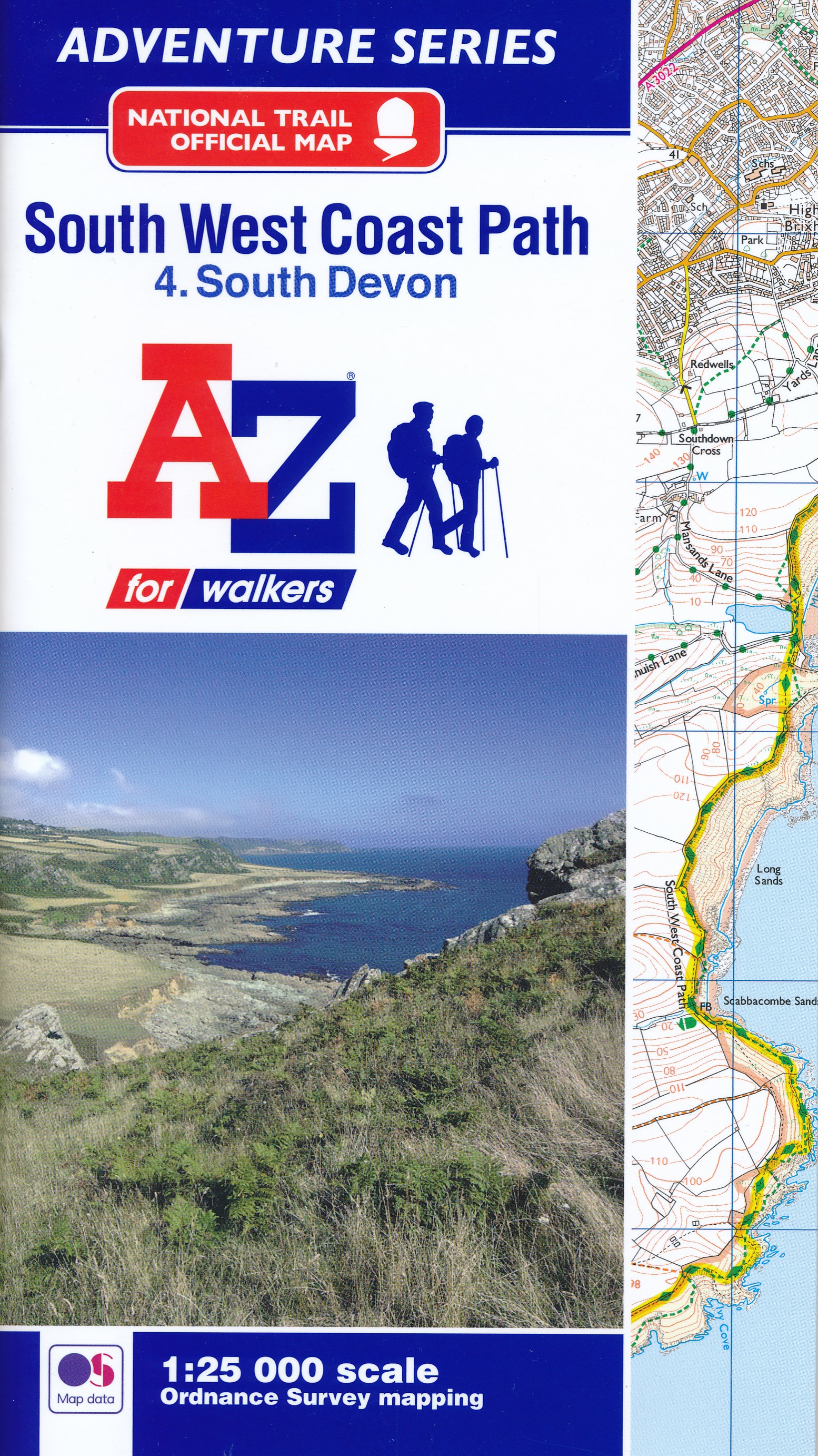 Online bestellen: Wandelatlas 4 Adventure Atlas South West Coast Path South Devon | A-Z Map Company