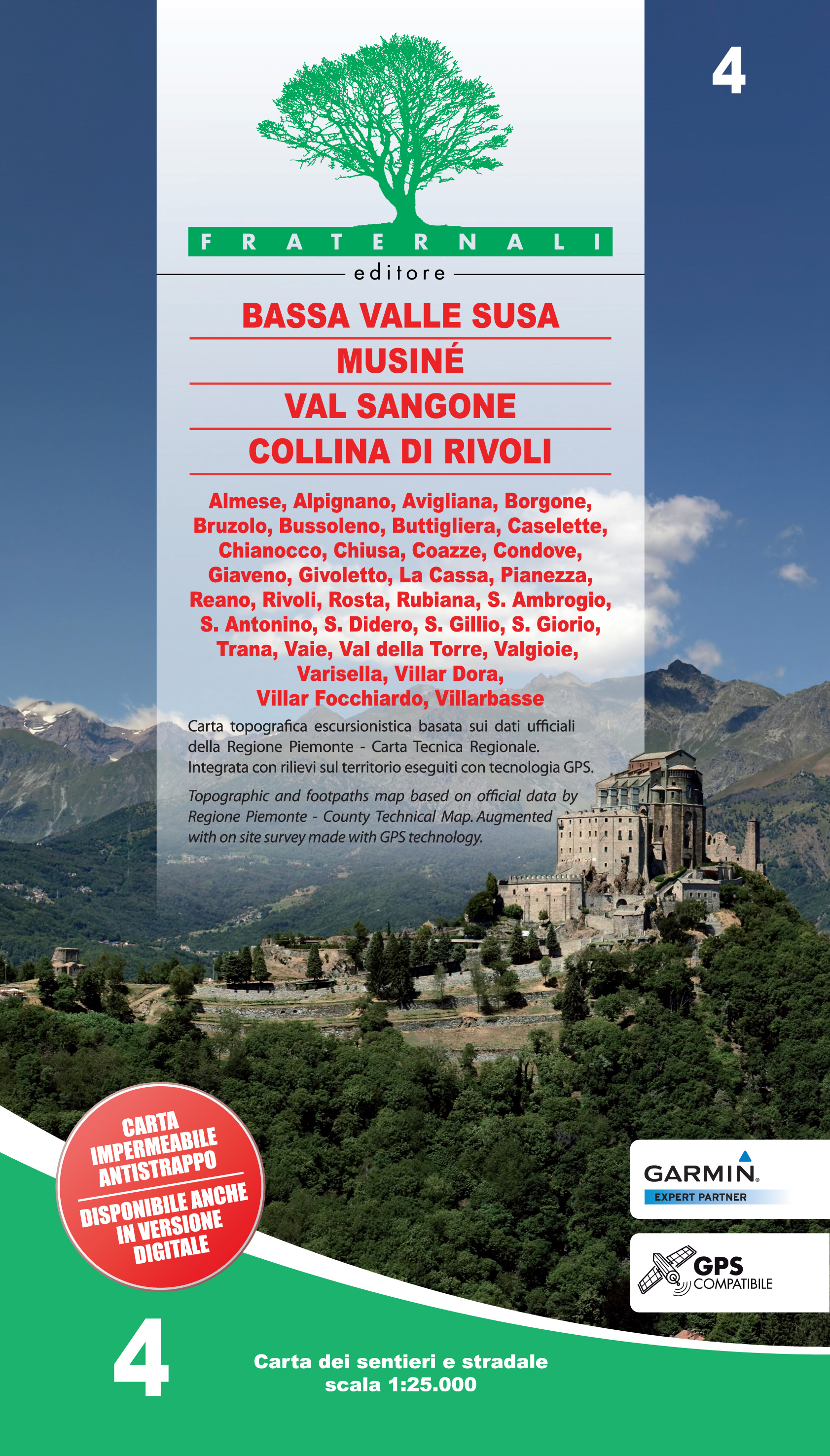Online bestellen: Wandelkaart 04 Bassa Valle Susa, Musinè, Val Sangone, Collina di Rivoli | Fraternali Editore