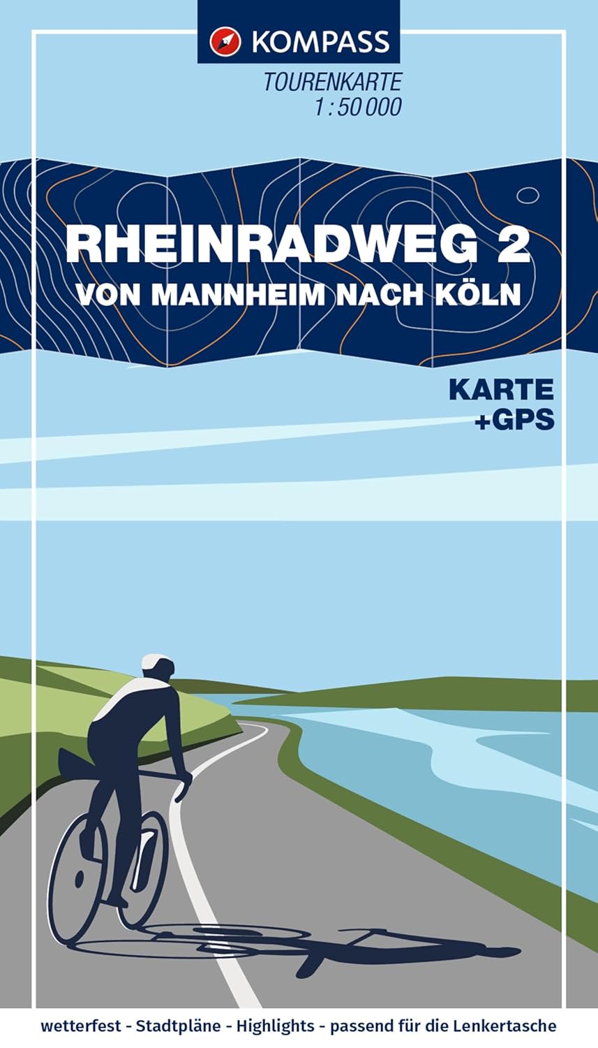 Fietskaart 7012 Rheinradweg 2 | Kompass