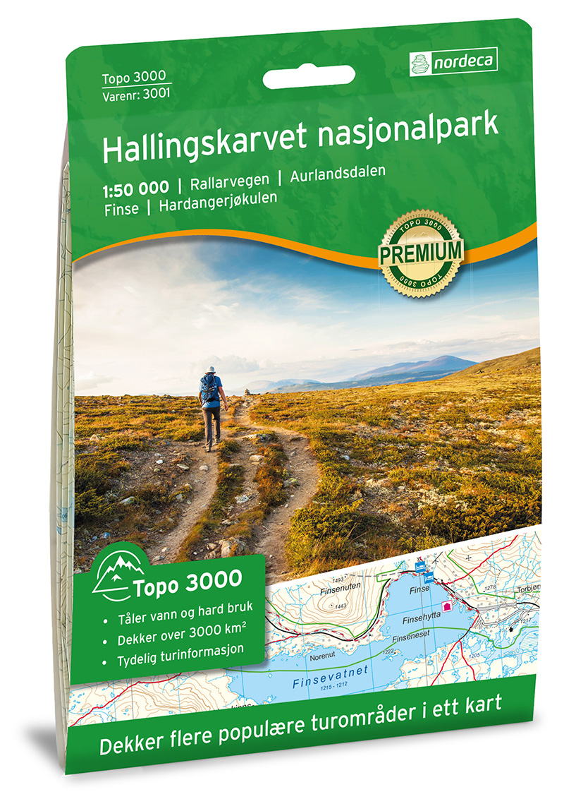 Online bestellen: Wandelkaart 3001 Topo 3000 Hallingskarvet nasjonalpark | Nordeca