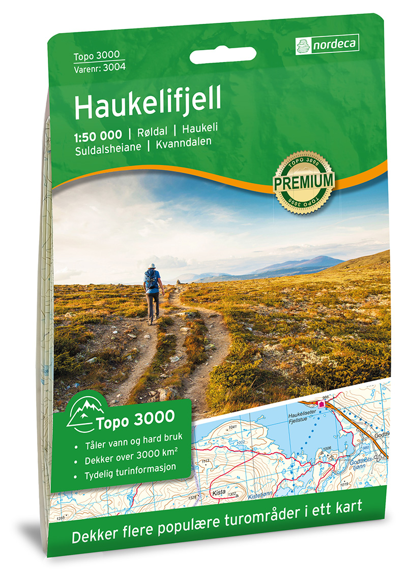 Online bestellen: Wandelkaart 3004 Topo 3000 Haukelifjell | Nordeca