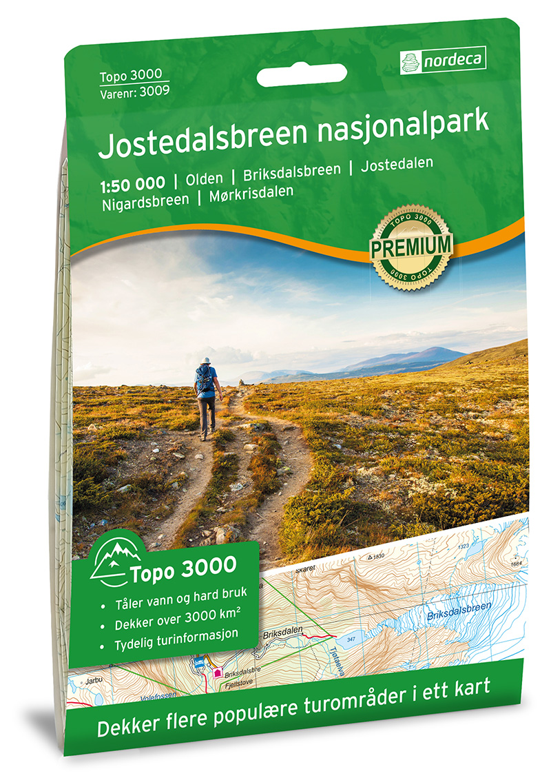 Online bestellen: Wandelkaart 3009 Topo 3000 Jostedalsbreen | Nordeca